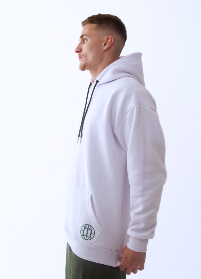 Moletom hoodie canguru Cadente branco Myself Brasil, moda streetwear, estilo urbano