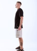 Bermuda Cargo Minimal bege, Myself Brasil, moda streetwear, roupa urbana, estilo minimalista